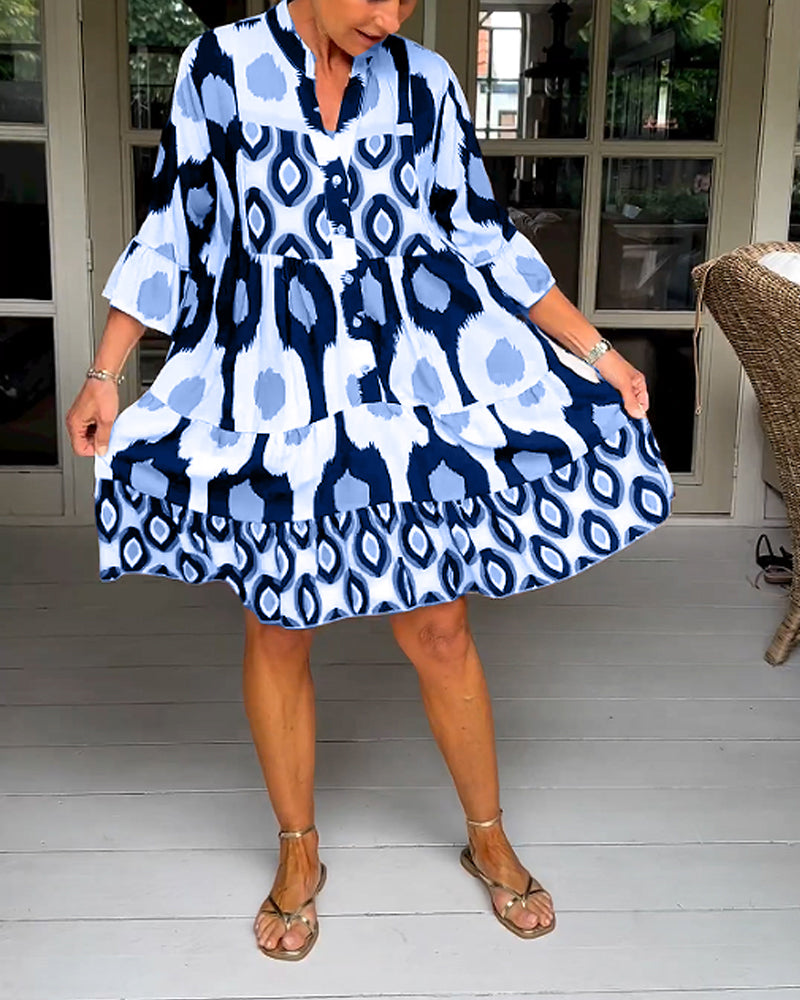 INGRID | PRINTED DRESS WITH 3/4 SLEEVES