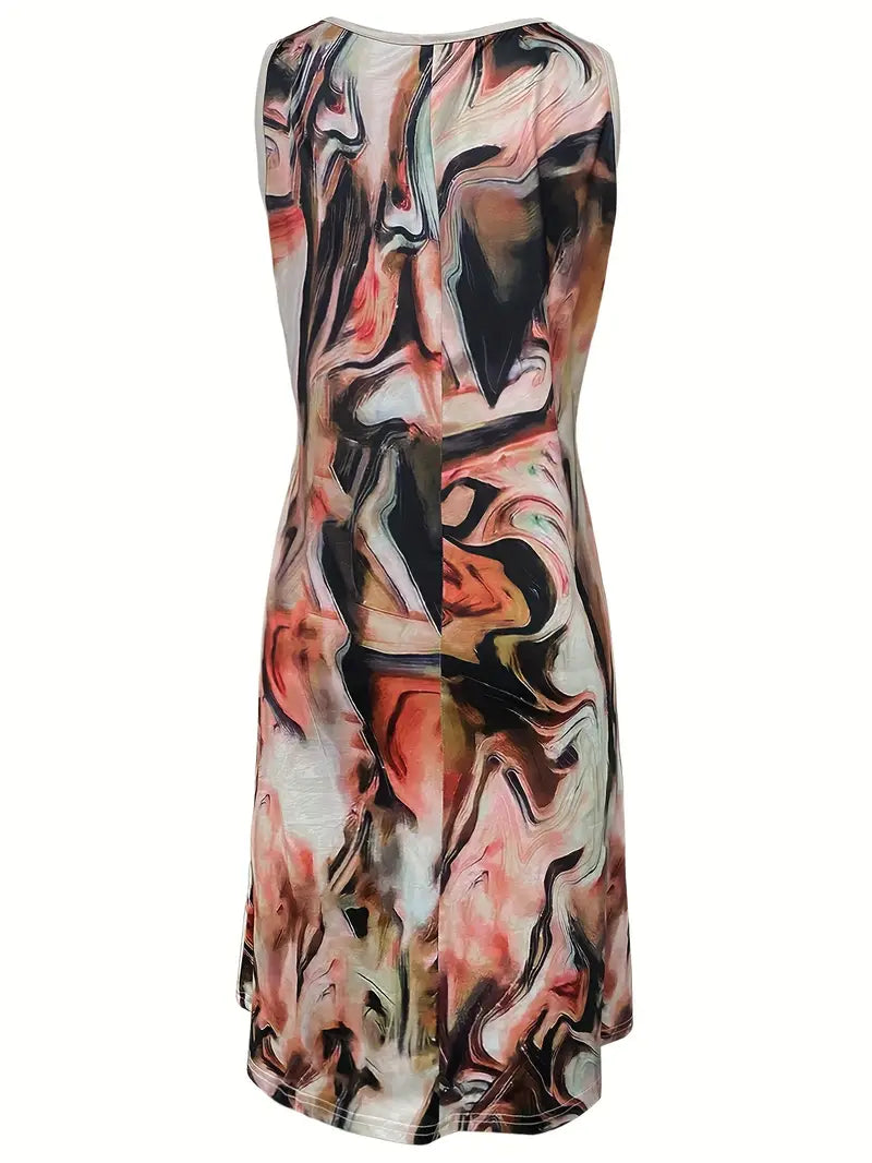 STELLA | SLEEVELESS DRESS WITH ABSTRACT PRINT