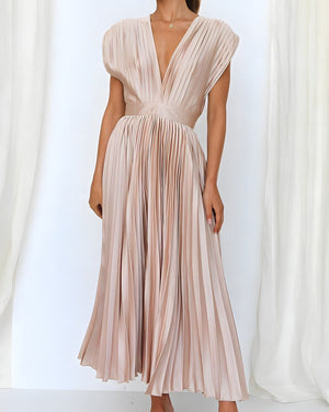 ELENA | ELEGANT PLEATED MIDI DRESS