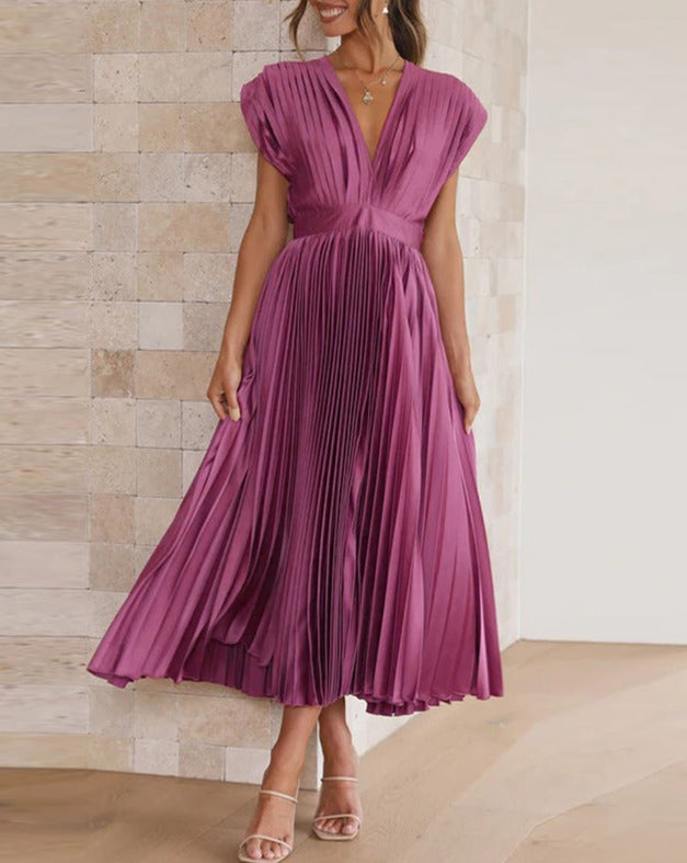 ELENA | ELEGANT PLEATED MIDI DRESS